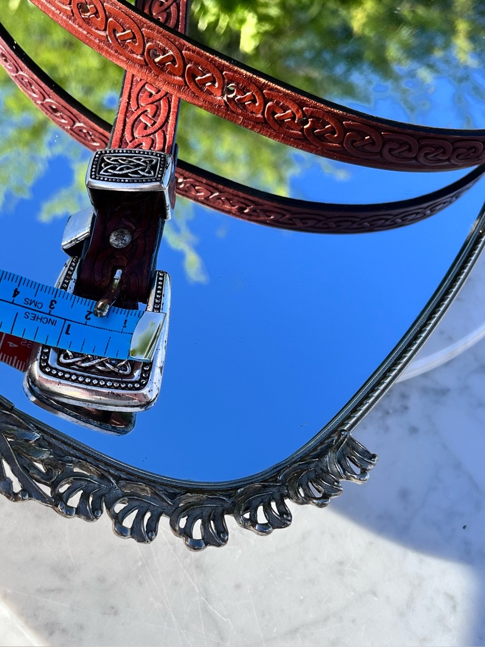 Vintage Lee River, Made in Ireland, Celtic, Brown Leather Belt, Silver Hardware - Picture 9 of 10